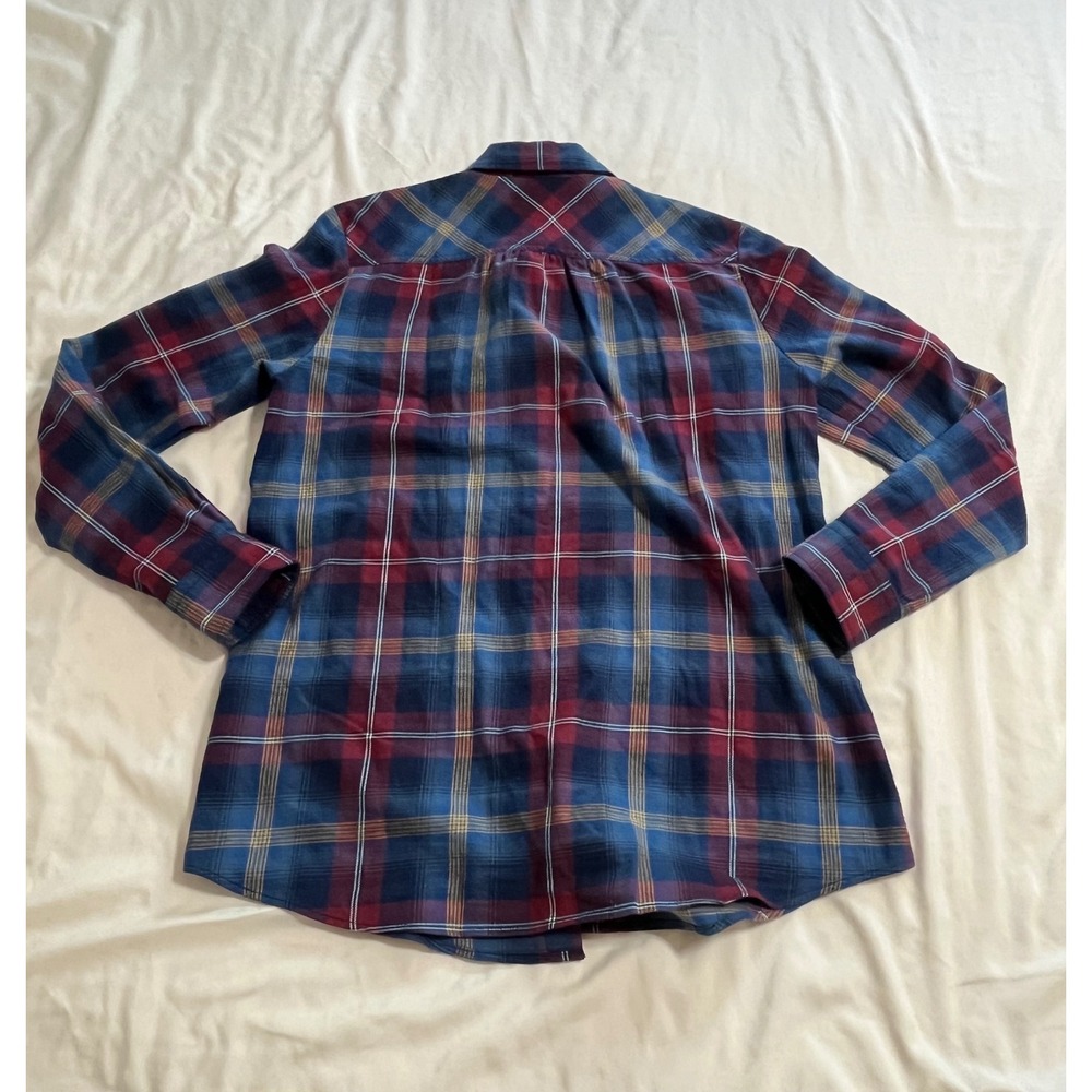 Blake Shelton x Lands End Womens Blue Burgundy Plaid Flannel Shirt Medium 10-12 - Picture 5 of 8